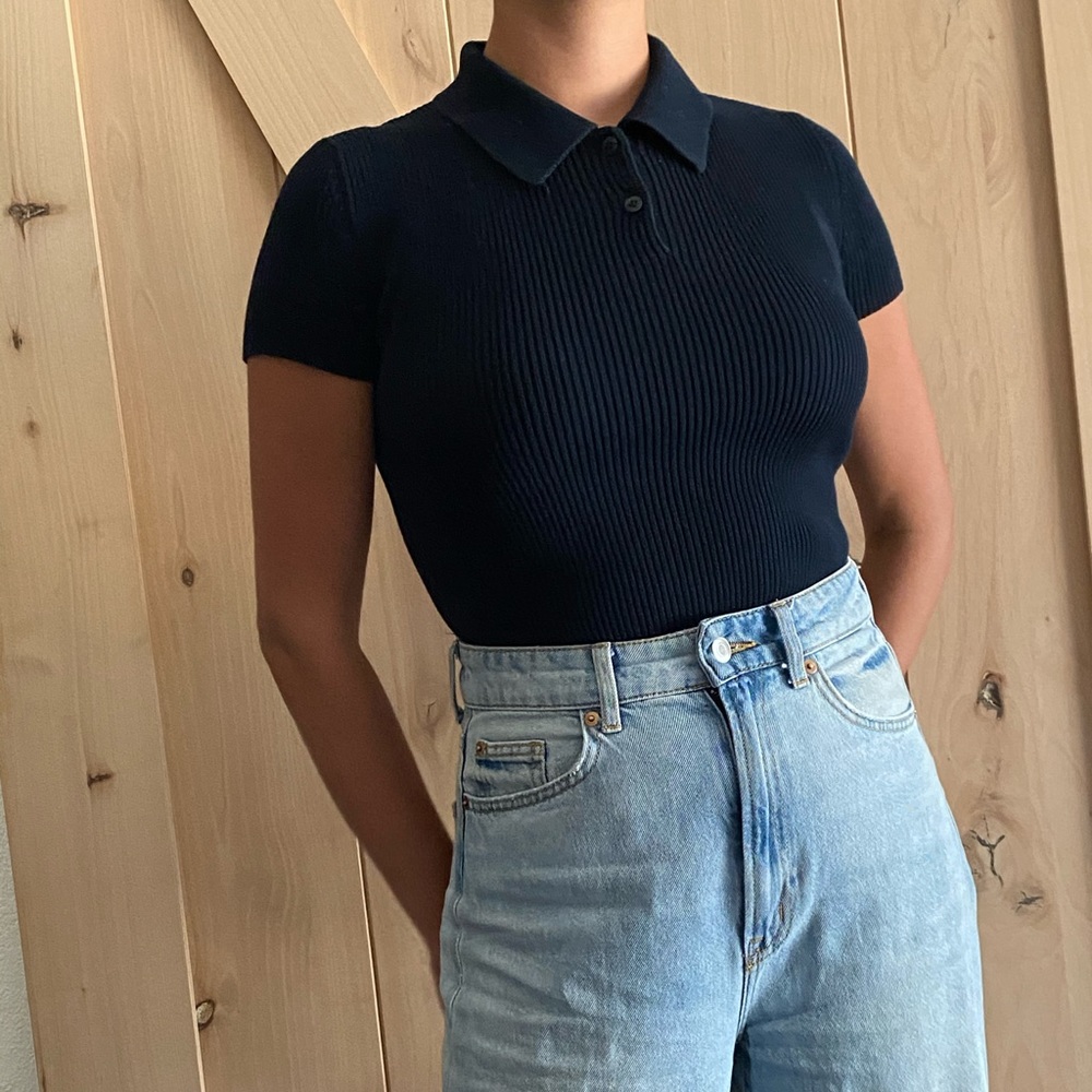 Vintage ribbed DKNY polo sz Small